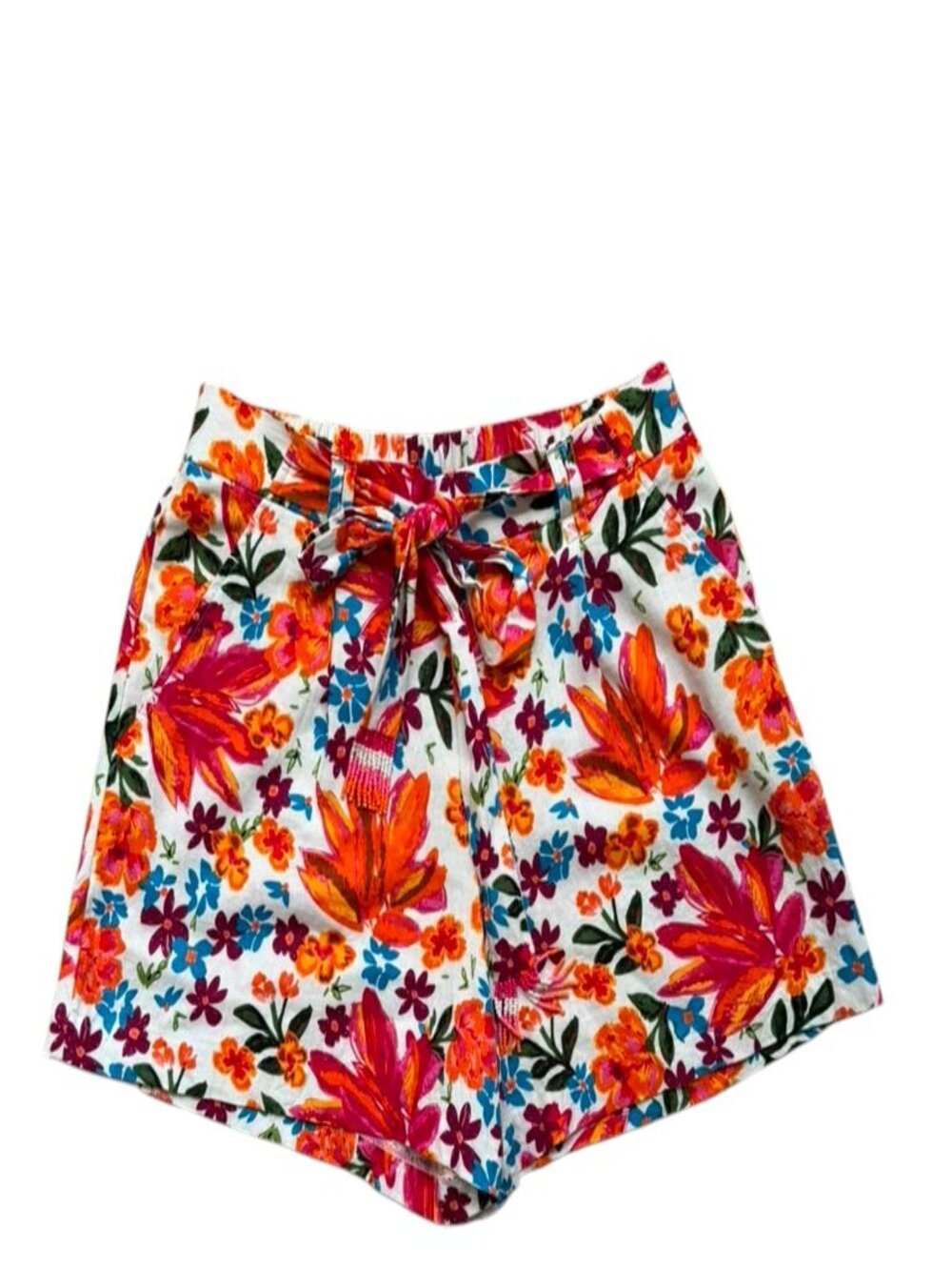 C&C California Women's Size 8 Floral Tie Waist Shorts Tropical Summer Cotton